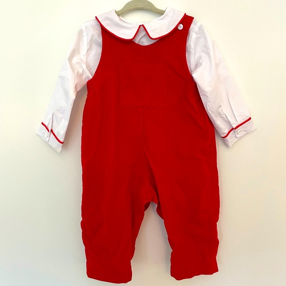 12 mos baby boy holiday overall set - Picture 1 of 3